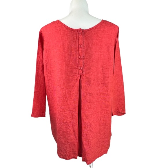 New FLAX Back Up Linen Tunic Shirt 3G 3X Cherry Yarn Dye - Picture 2 of 9